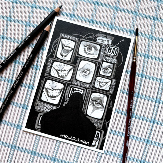 "Eyes on you, always."-Original Batkokes Hand-Painted Postcard Set of 2-