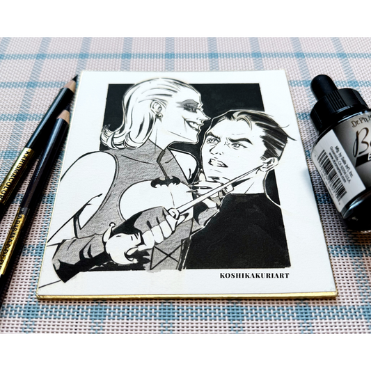 "Smile Daddy" - Original Batjokes Illustration (One-of-a-Kind Hand-Painted Shikishi)