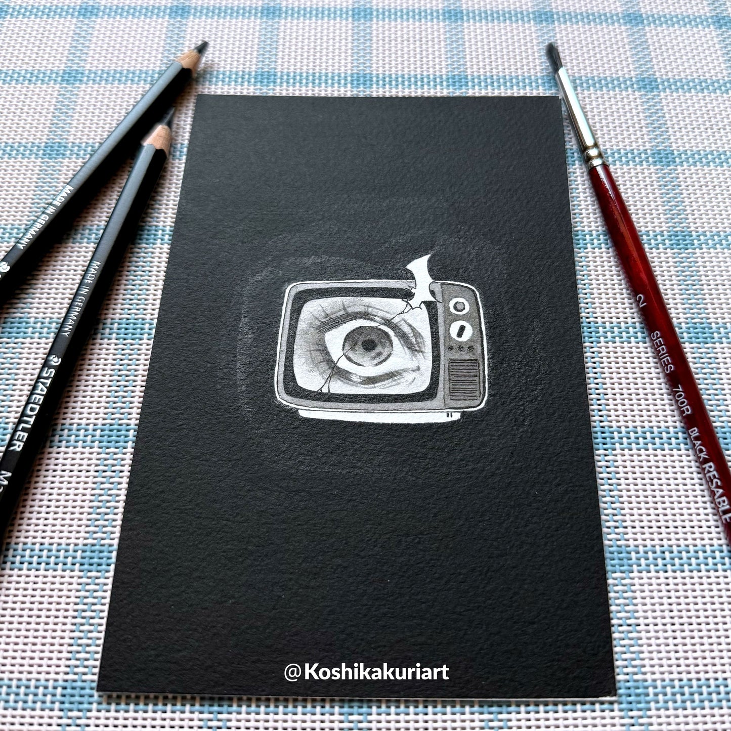 "Eyes on you, always."-Original Batkokes Hand-Painted Postcard Set of 2-