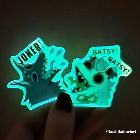 Opossum Joker& Bat Dog Luminous Die Cut Sticker Set