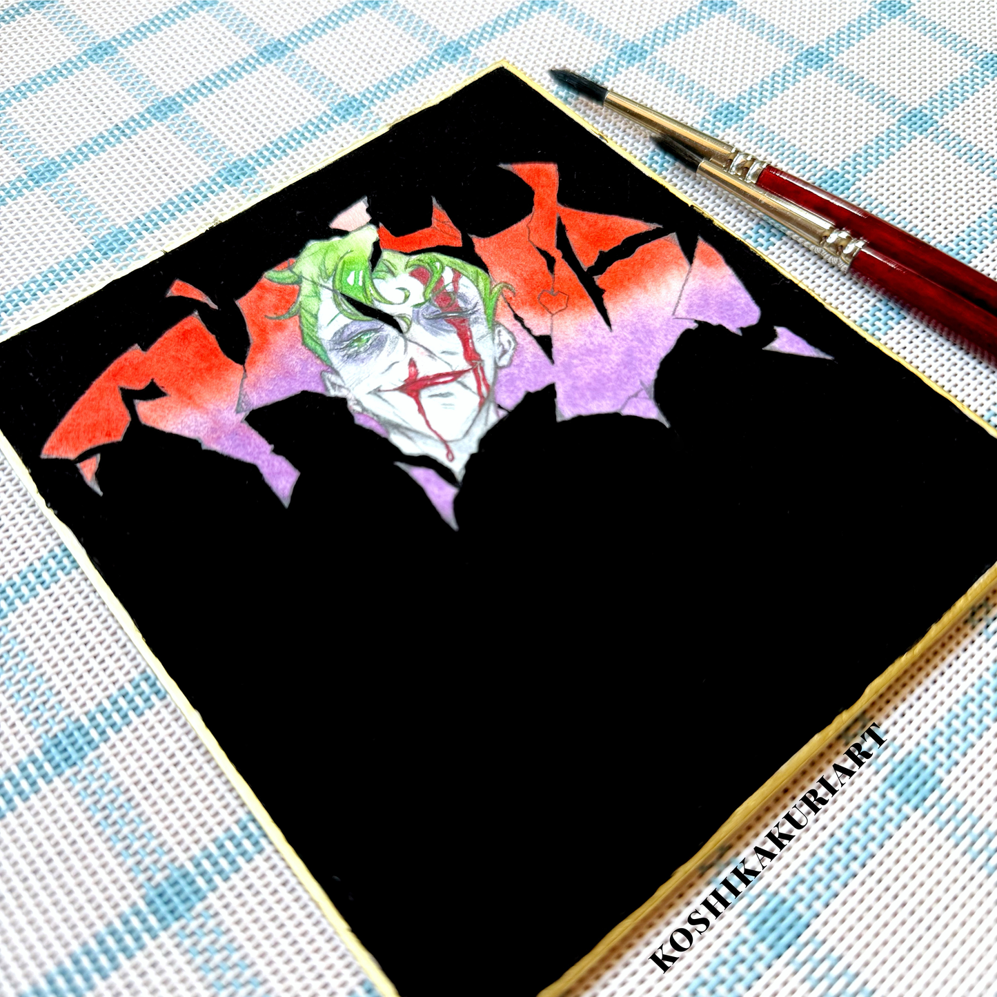 "For the Heart Breaking Sound" - Original Batjokes Illustration (One-of-a-Kind Hand-Painted Shikishi)
