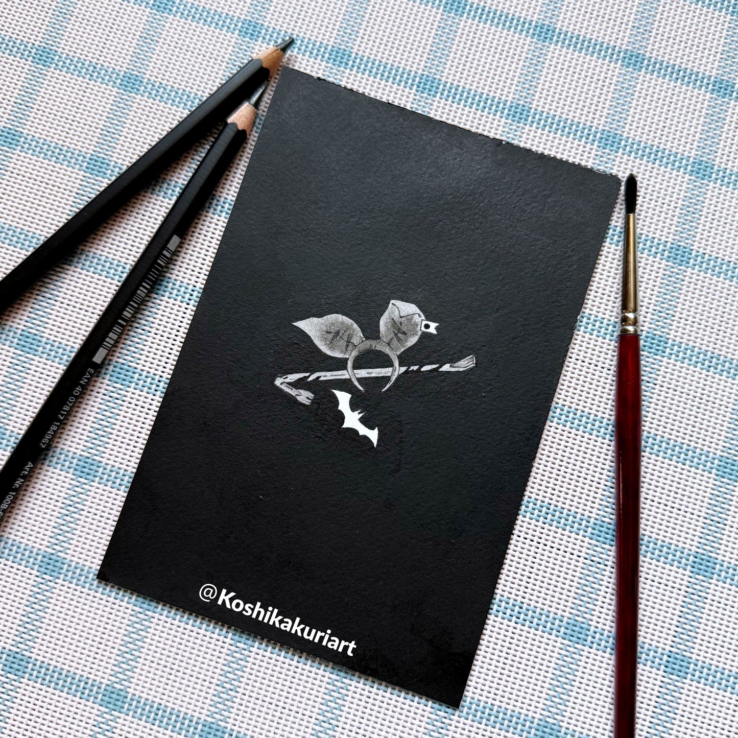 "Bunny Boy"-Original Batkokes Hand-Painted Postcard Set of 2-