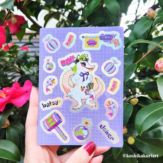Opossum Joker Holographic Sticker Sheet A6
