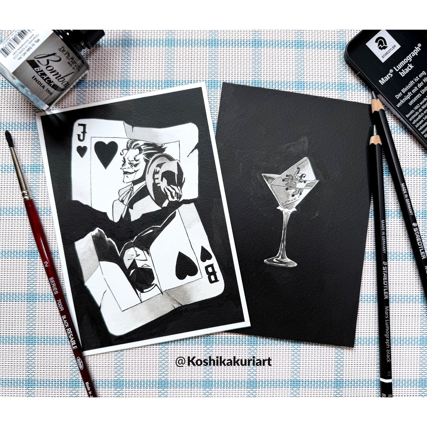 "ACE"-Original Batkokes Hand-Painted Postcard Set of 2-