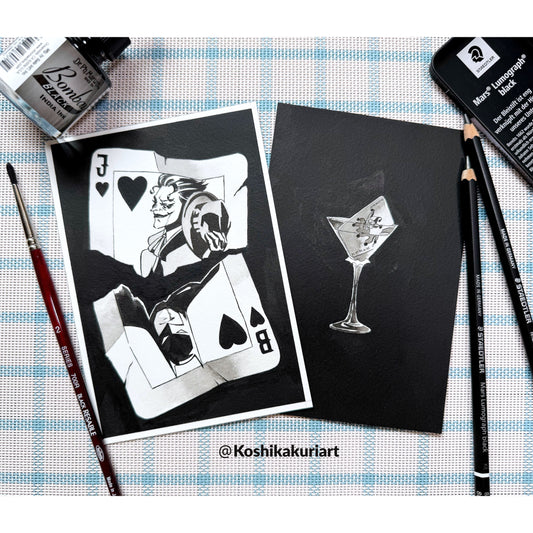 "ACE"-Original Batkokes Hand-Painted Postcard Set of 2-