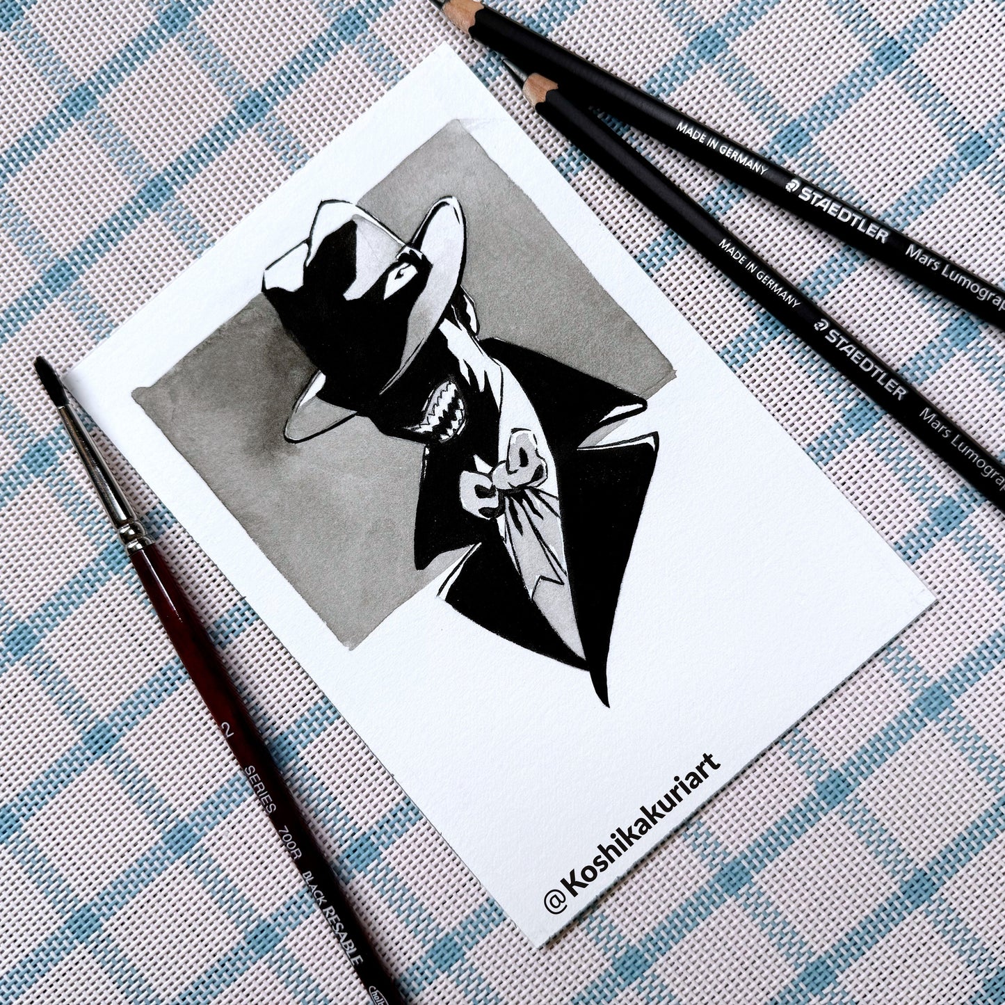 "The Devil's Laugh"-Original Batkokes Hand-Painted Postcard Set of 2-