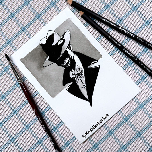 "The Devil's Laugh"-Original Batkokes Hand-Painted Postcard Set of 2-