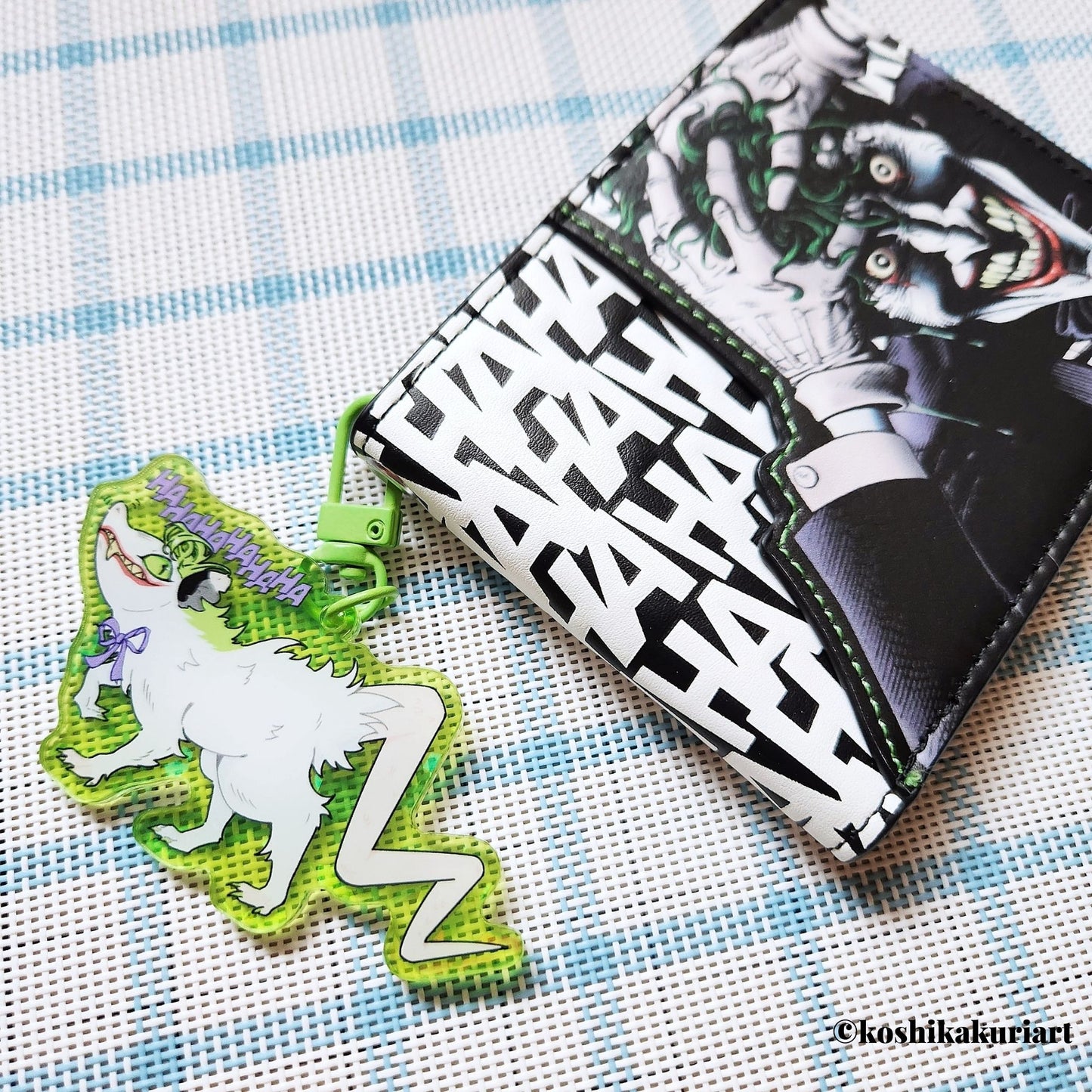 Opossum Joker Holographic Broken Glass Acrylic Keychain Green
