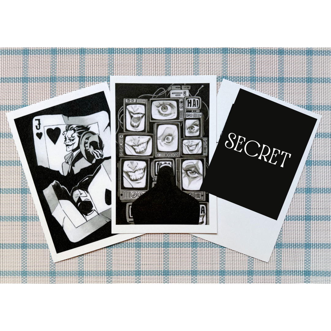 Batjoke Black&White Glittering Post Card Set of 6 Batman/Joker Fanart Postcard