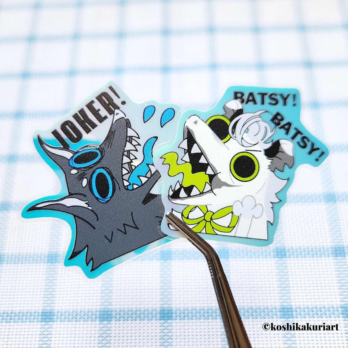 Opossum Joker＆ Bat Dog Luminous Die Cut Sticker Set