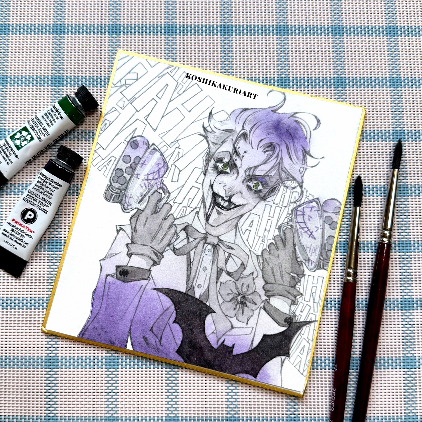 "Candy Gun" - Original Batjokes Illustration (One-of-a-Kind Hand-Painted Shikishi)