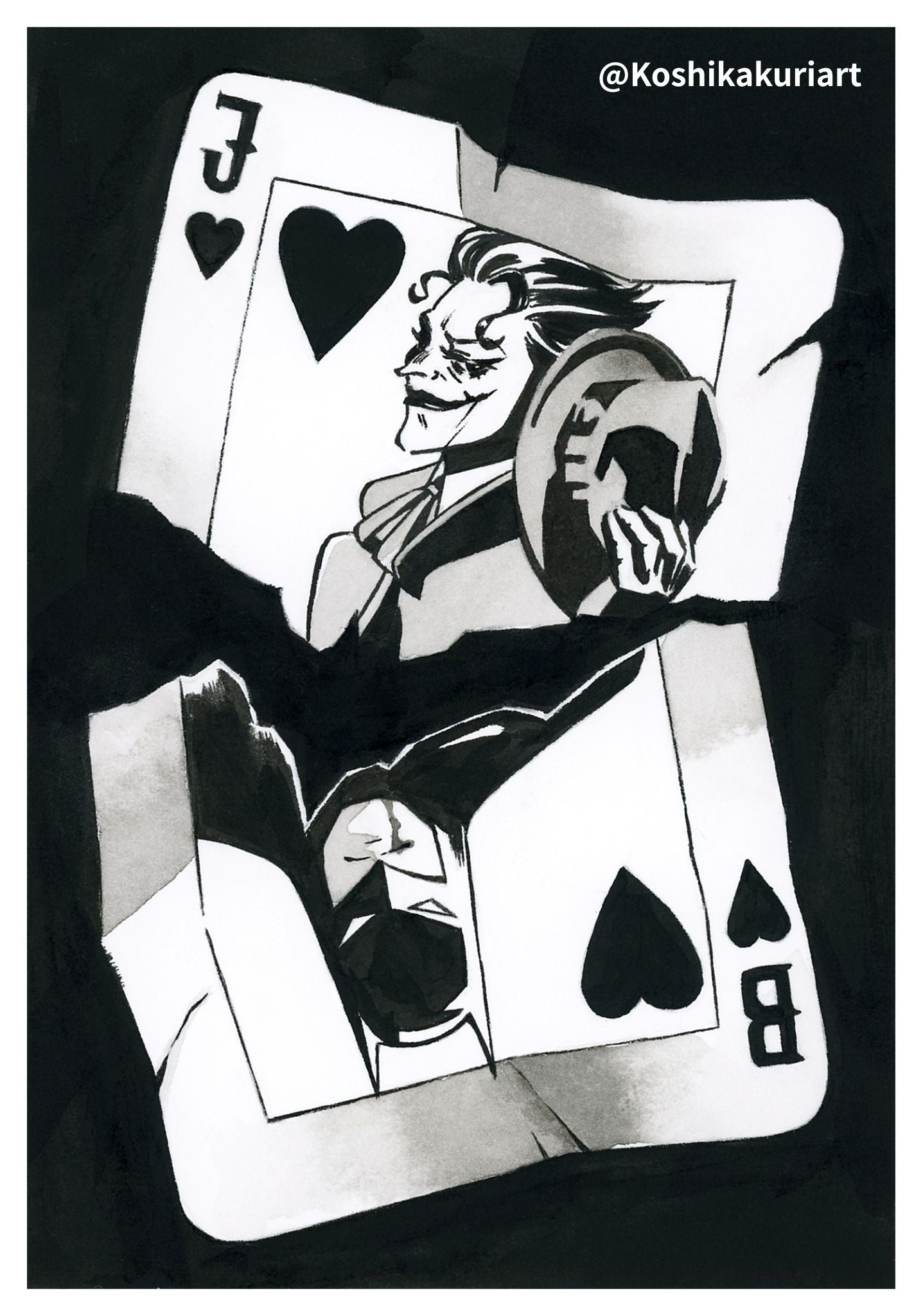 "ACE"-Original Batkokes Hand-Painted Postcard Set of 2-
