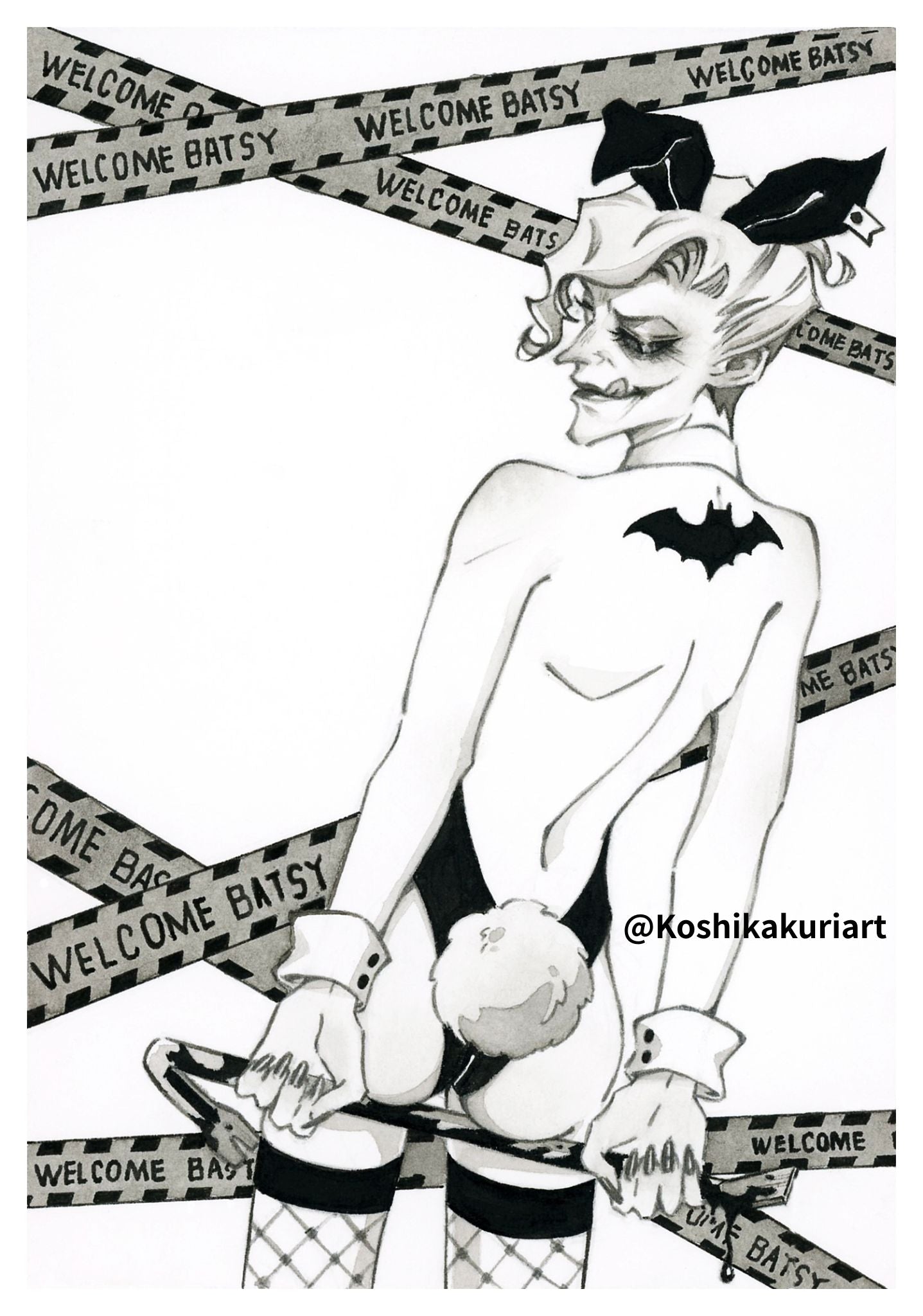 "Bunny Boy"-Original Batkokes Hand-Painted Postcard Set of 2-