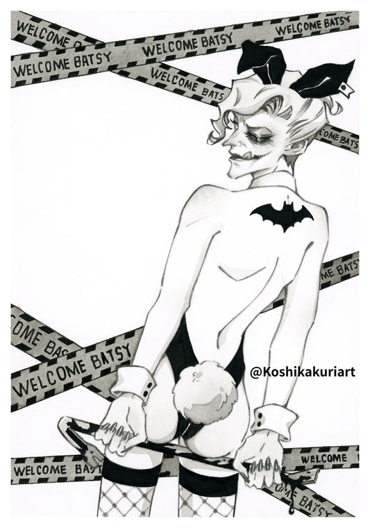 "Bunny Boy"-Original Batkokes Hand-Painted Postcard Set of 2-