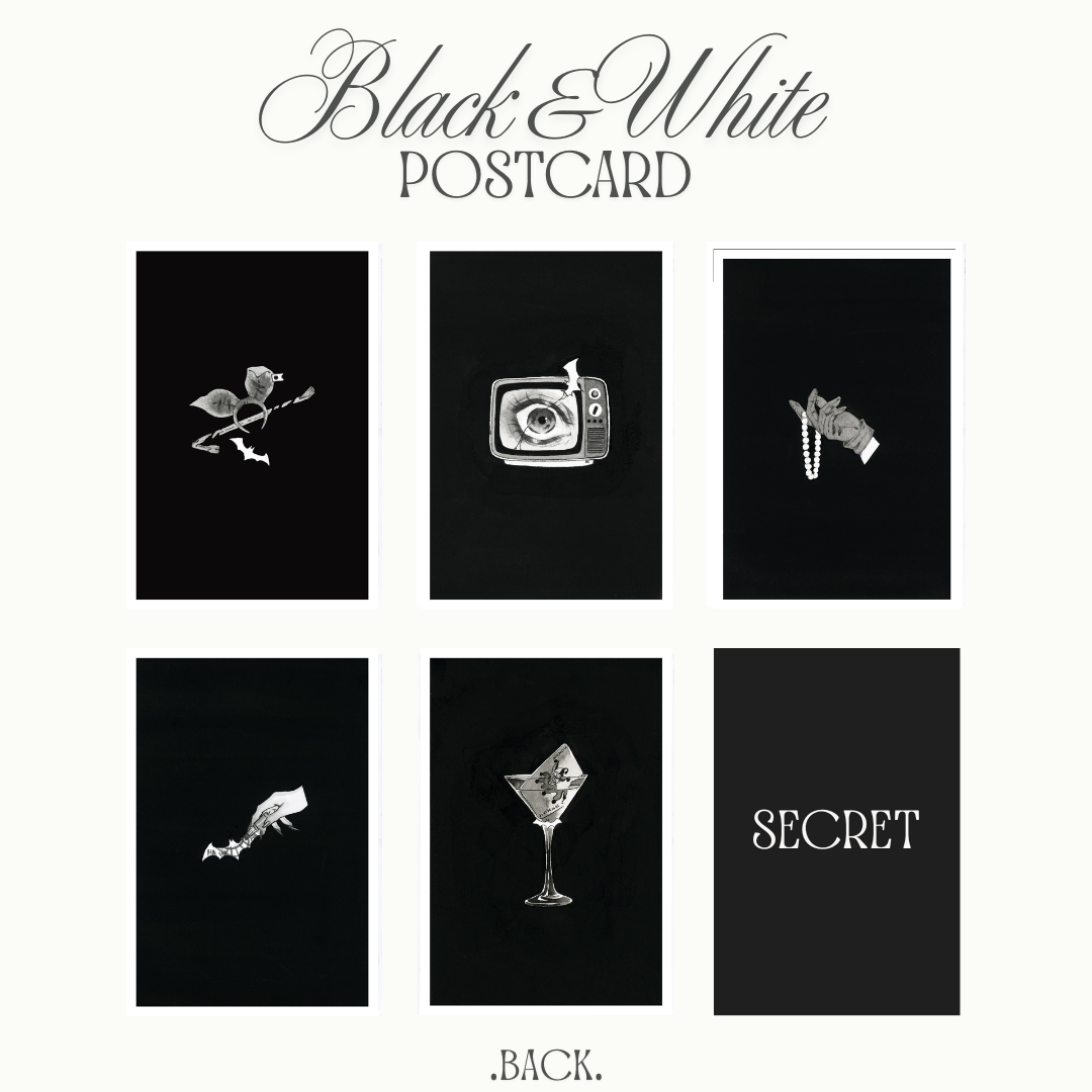 Batjoke Black&White Glittering Post Card Set of 6 Batman/Joker Fanart Postcard