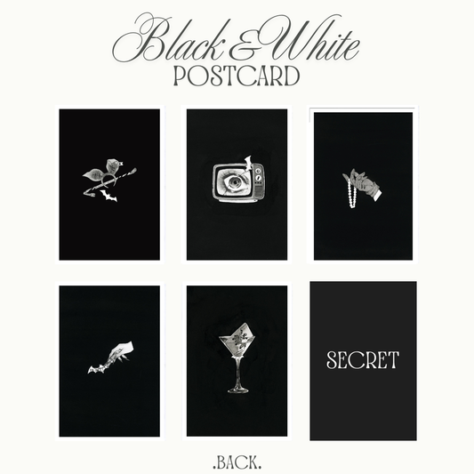 Batjoke Black&White Glittering Post Card Set of 6 Batman/Joker Fanart Postcard