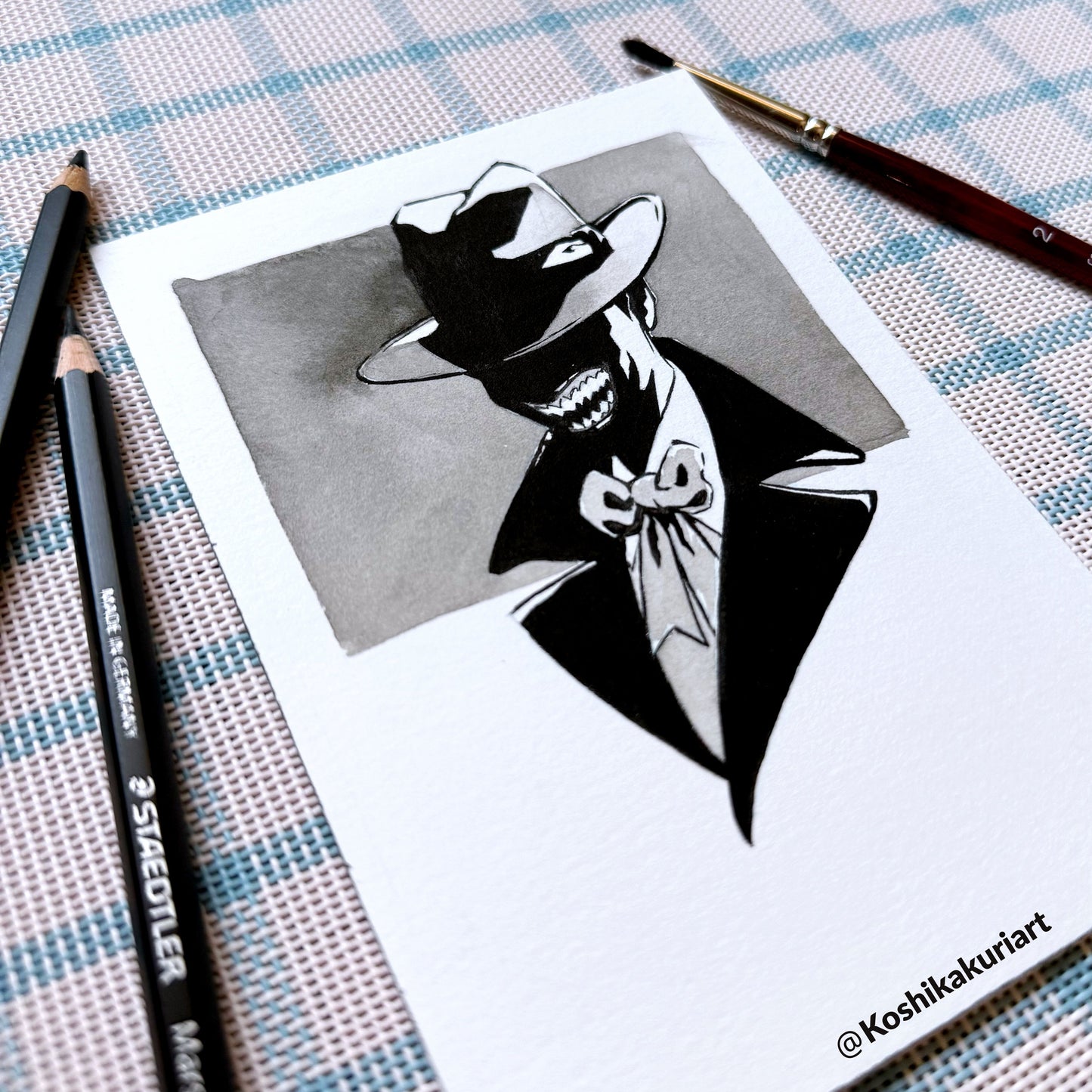 "The Devil's Laugh"-Original Batkokes Hand-Painted Postcard Set of 2-