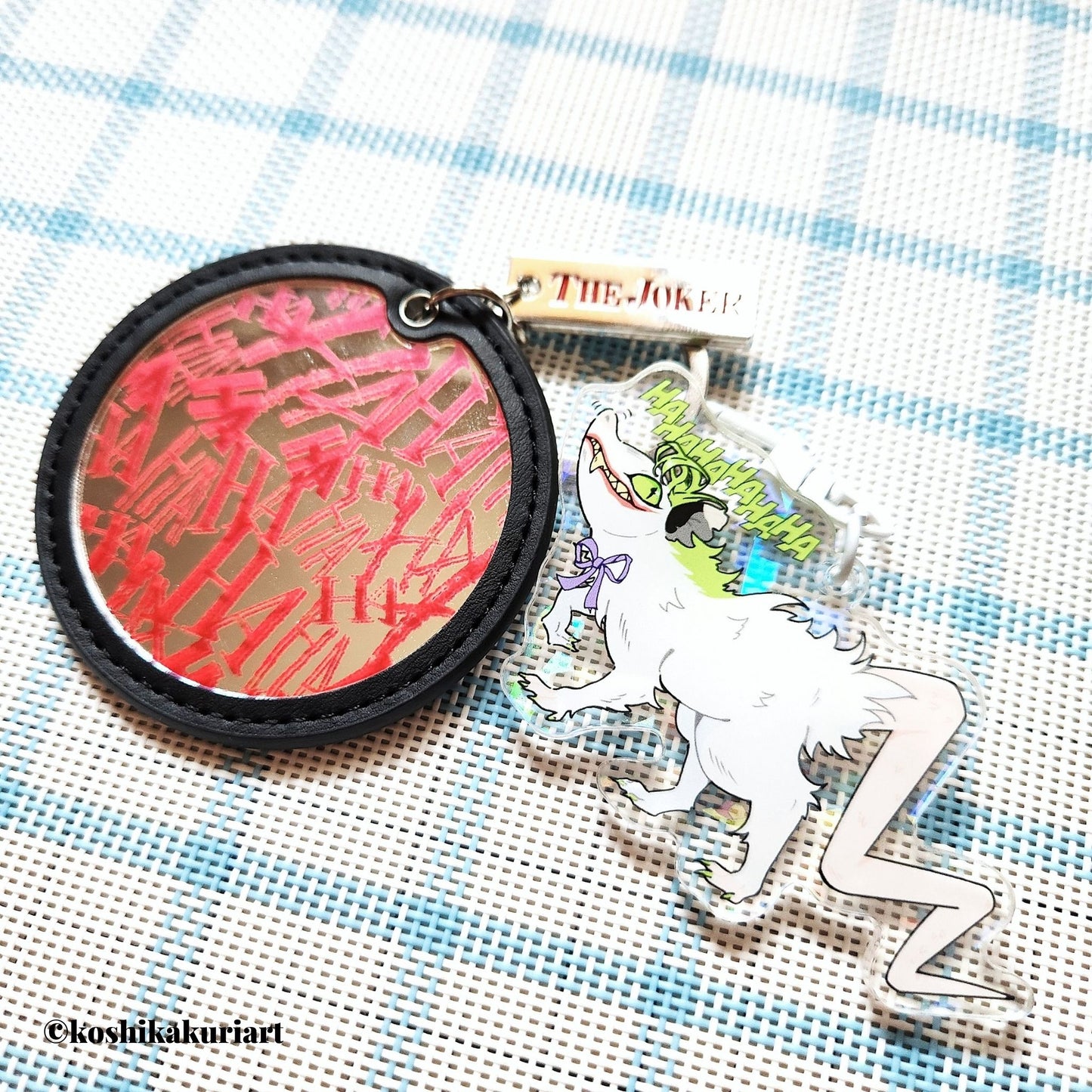 Opossum Joker Holographic Broken Glass Acrylic Keychain Clear