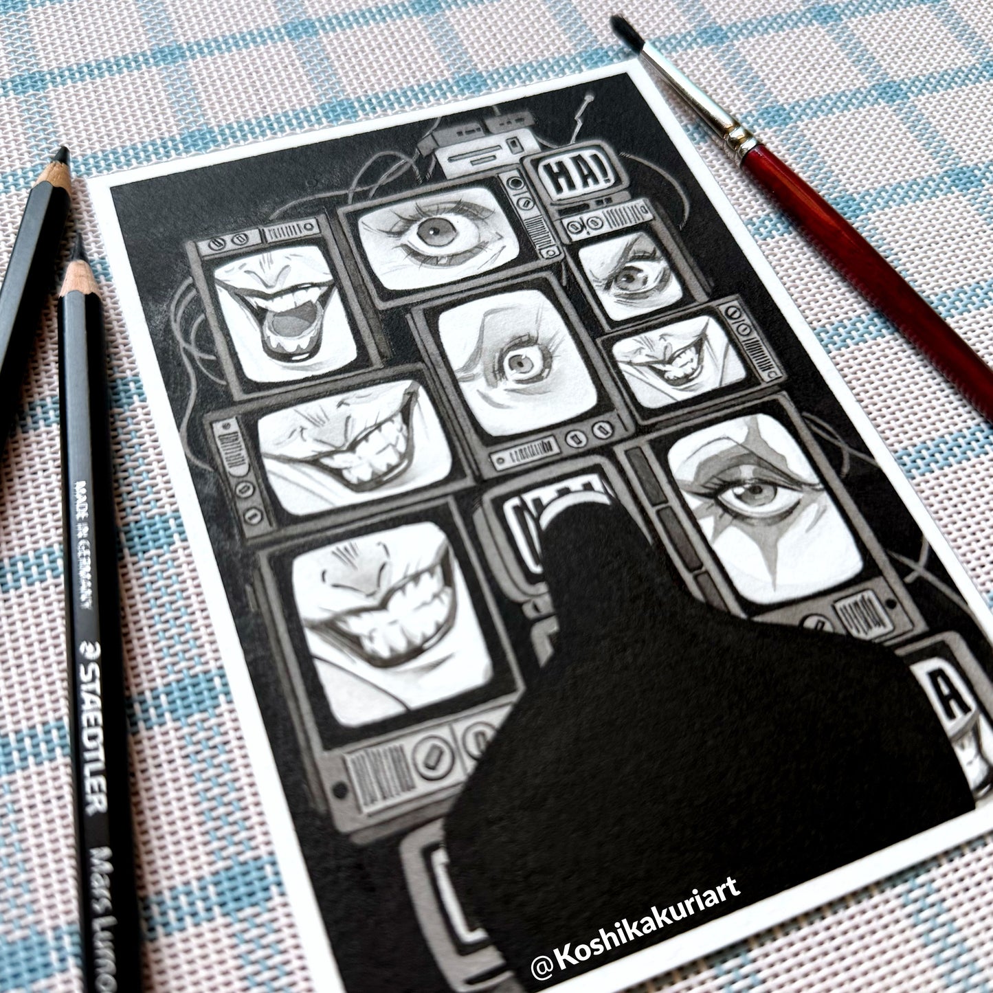 "Eyes on you, always."-Original Batkokes Hand-Painted Postcard Set of 2-