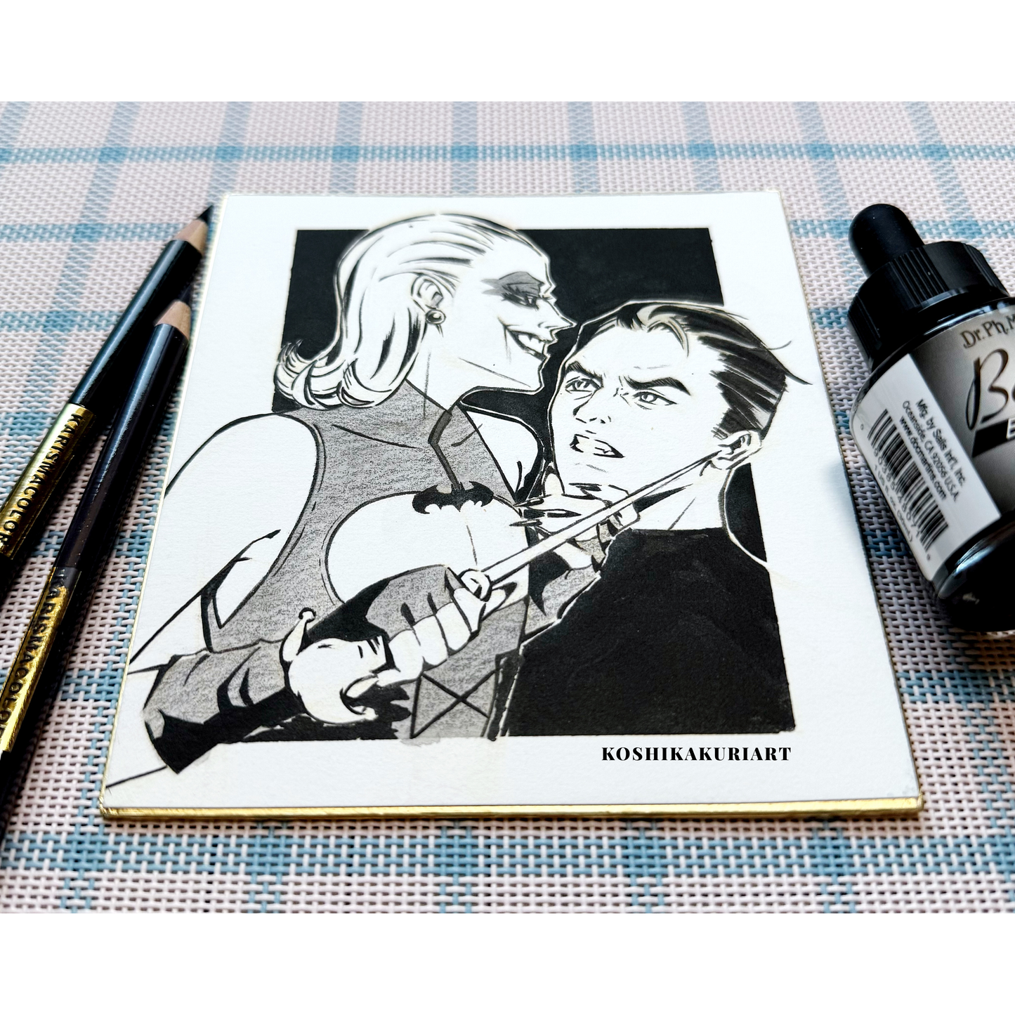 "Smile Daddy" - Original Batjokes Illustration (One-of-a-Kind Hand-Painted Shikishi)