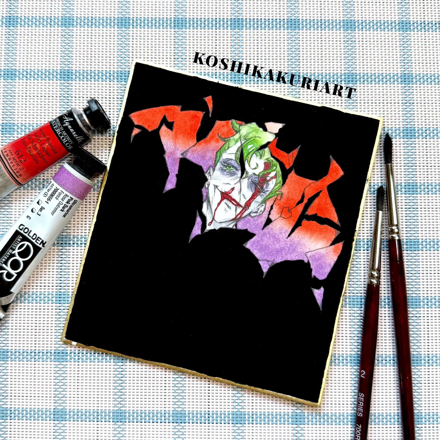 "For the Heart Breaking Sound" - Original Batjokes Illustration (One-of-a-Kind Hand-Painted Shikishi)