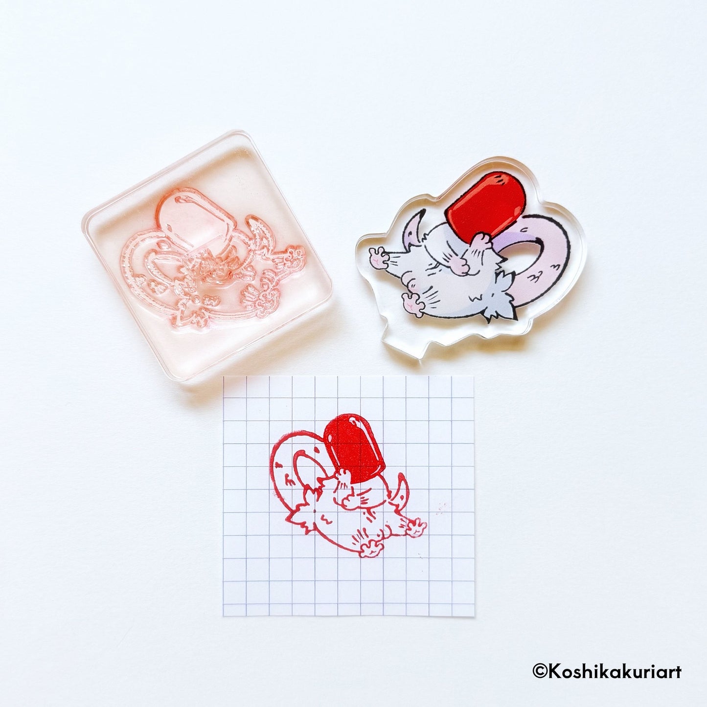 Opossum Joker Acrylic Stand Stamp-Red Hood|  VersaFine Clair Ink Pad Set