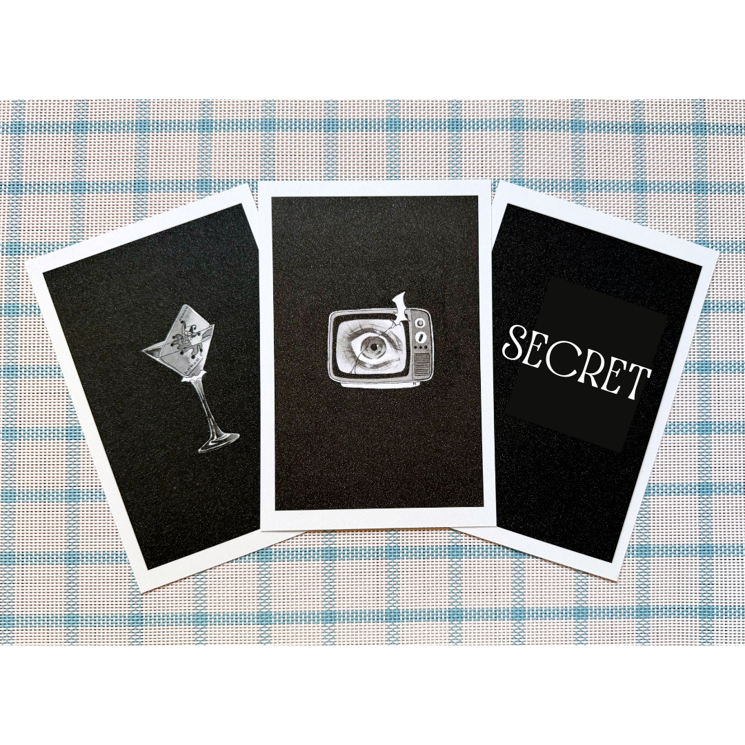 Batjoke Black&White Glittering Post Card Set of 6 Batman/Joker Fanart Postcard