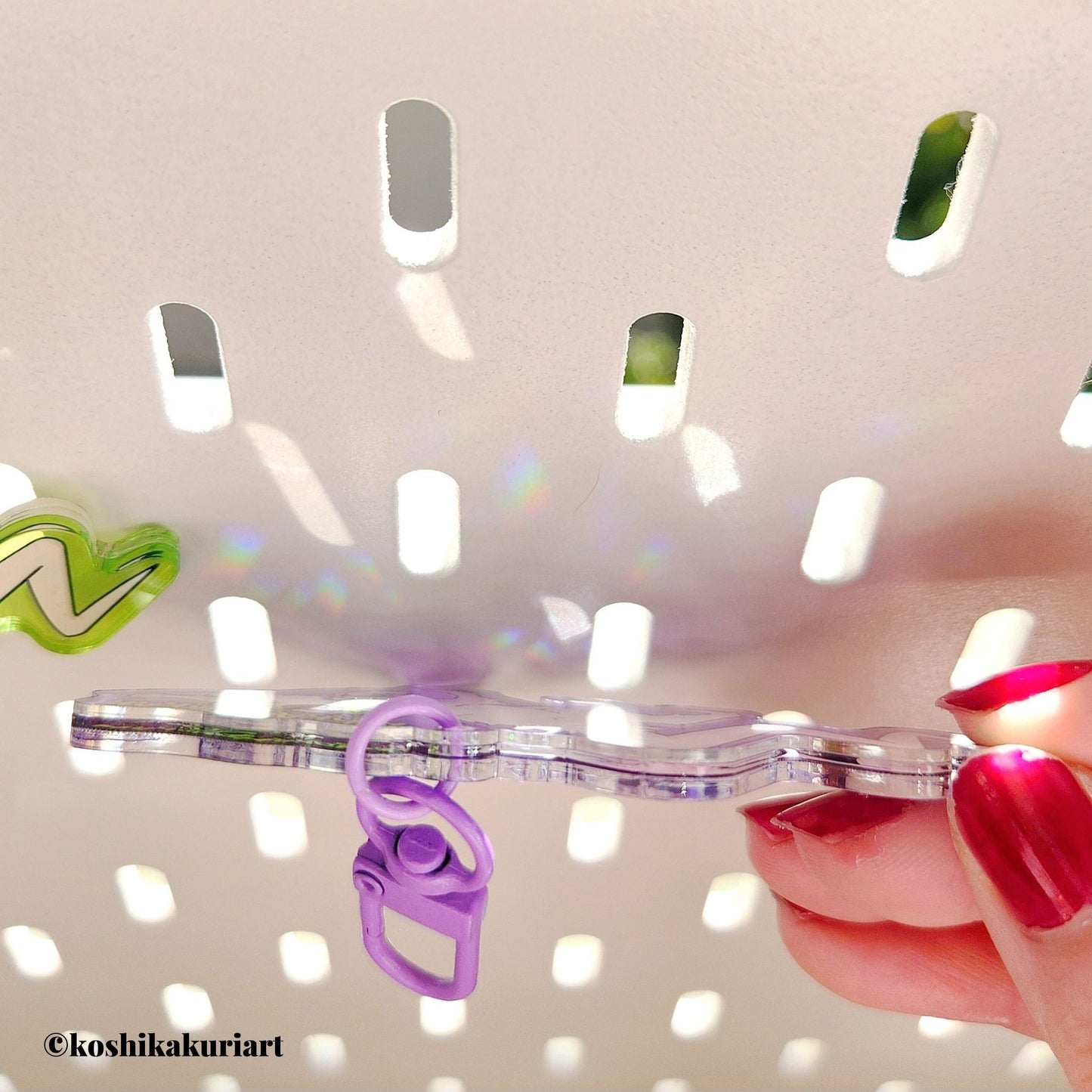 Opossum Joker Holographic Broken Glass Acrylic Keychain Purple