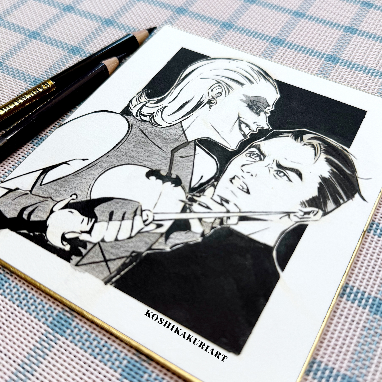 "Smile Daddy" - Original Batjokes Illustration (One-of-a-Kind Hand-Painted Shikishi)