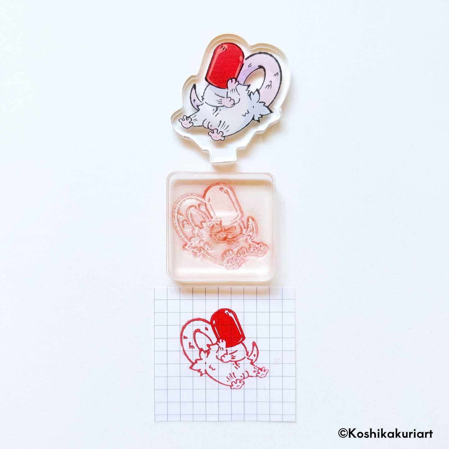 Opossum Joker Acrylic Stand Stamp-Red Hood|  VersaFine Clair Ink Pad Set