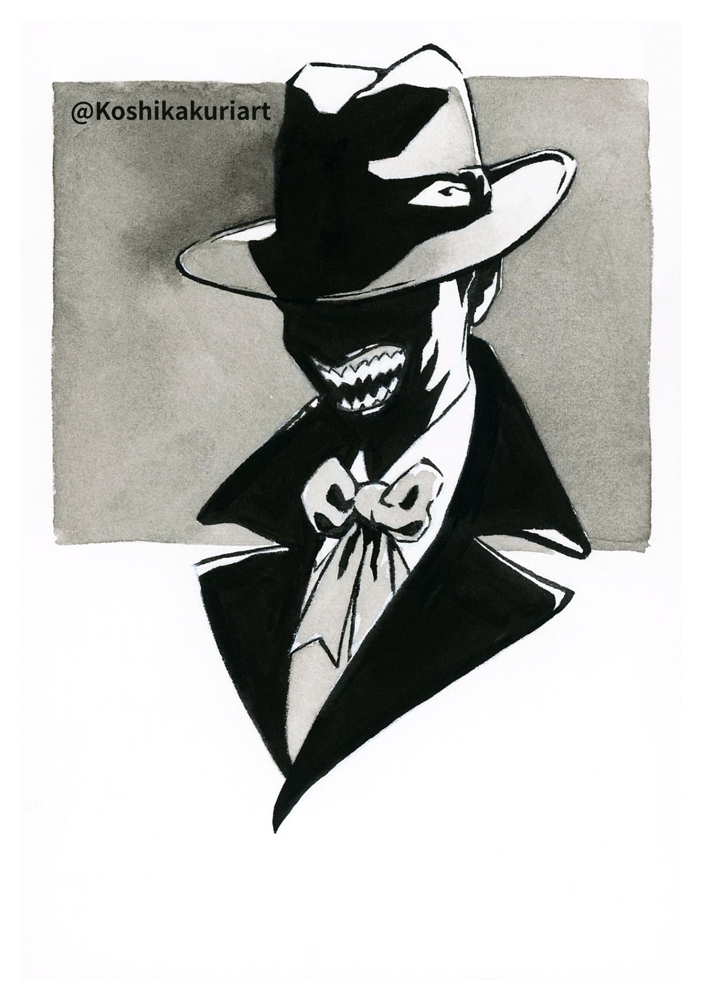 "The Devil's Laugh"-Original Batkokes Hand-Painted Postcard Set of 2-
