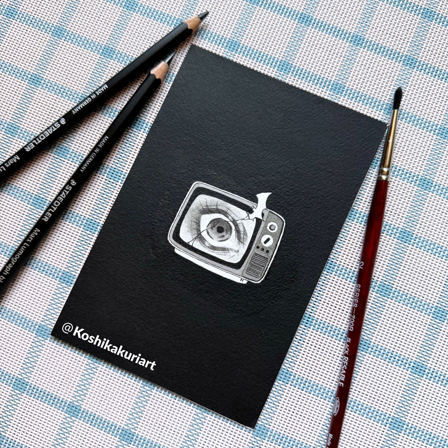 "Eyes on you, always."-Original Batkokes Hand-Painted Postcard Set of 2-