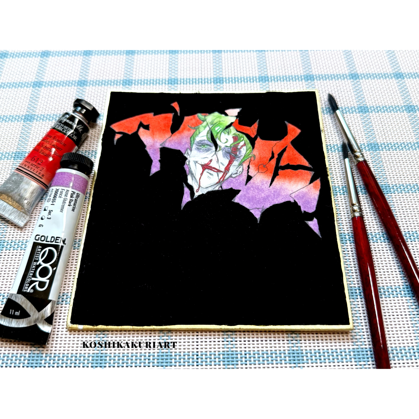 "For the Heart Breaking Sound" - Original Batjokes Illustration (One-of-a-Kind Hand-Painted Shikishi)