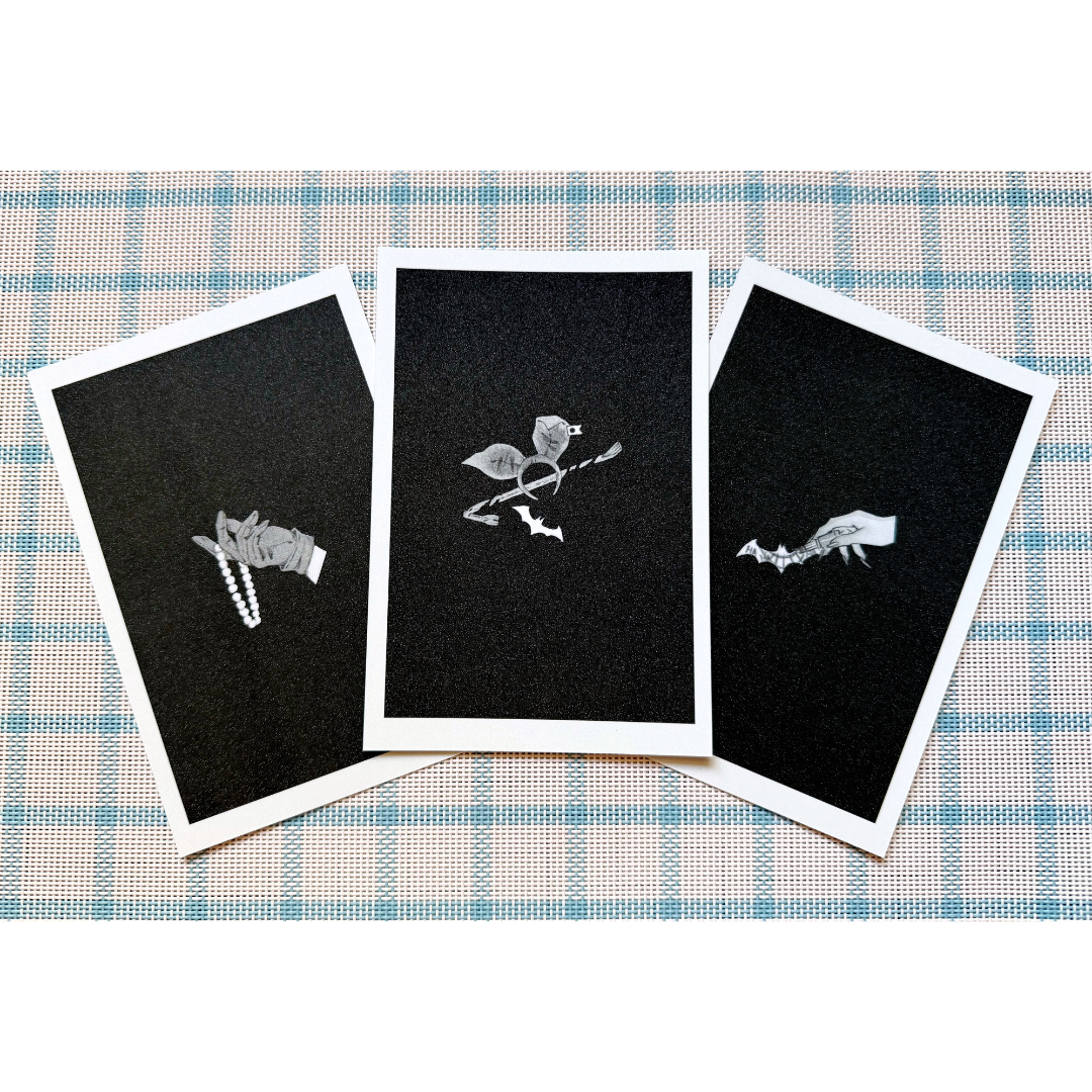 Batjoke Black&White Glittering Post Card Set of 6 Batman/Joker Fanart Postcard