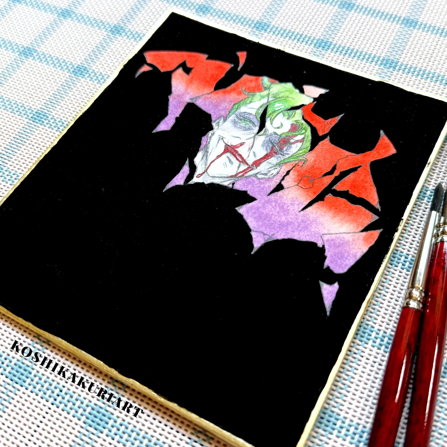 "For the Heart Breaking Sound" - Original Batjokes Illustration (One-of-a-Kind Hand-Painted Shikishi)