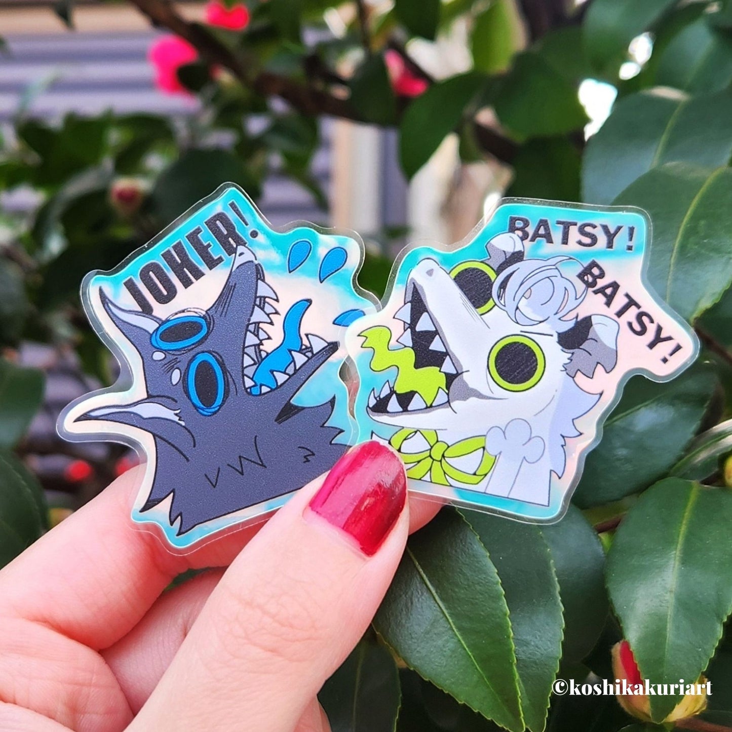 Opossum Joker＆ Bat Dog Luminous Die Cut Sticker Set