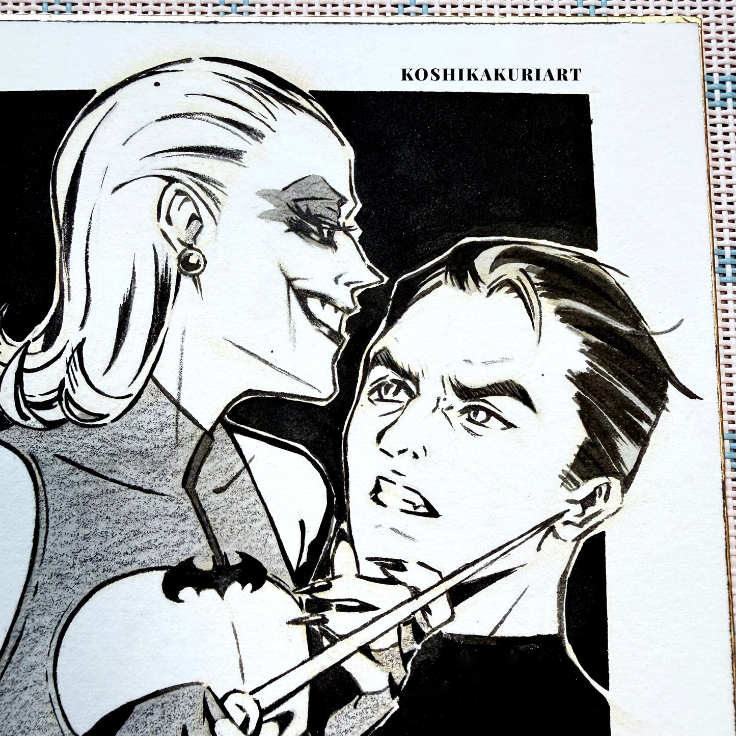 "Smile Daddy" - Original Batjokes Illustration (One-of-a-Kind Hand-Painted Shikishi)