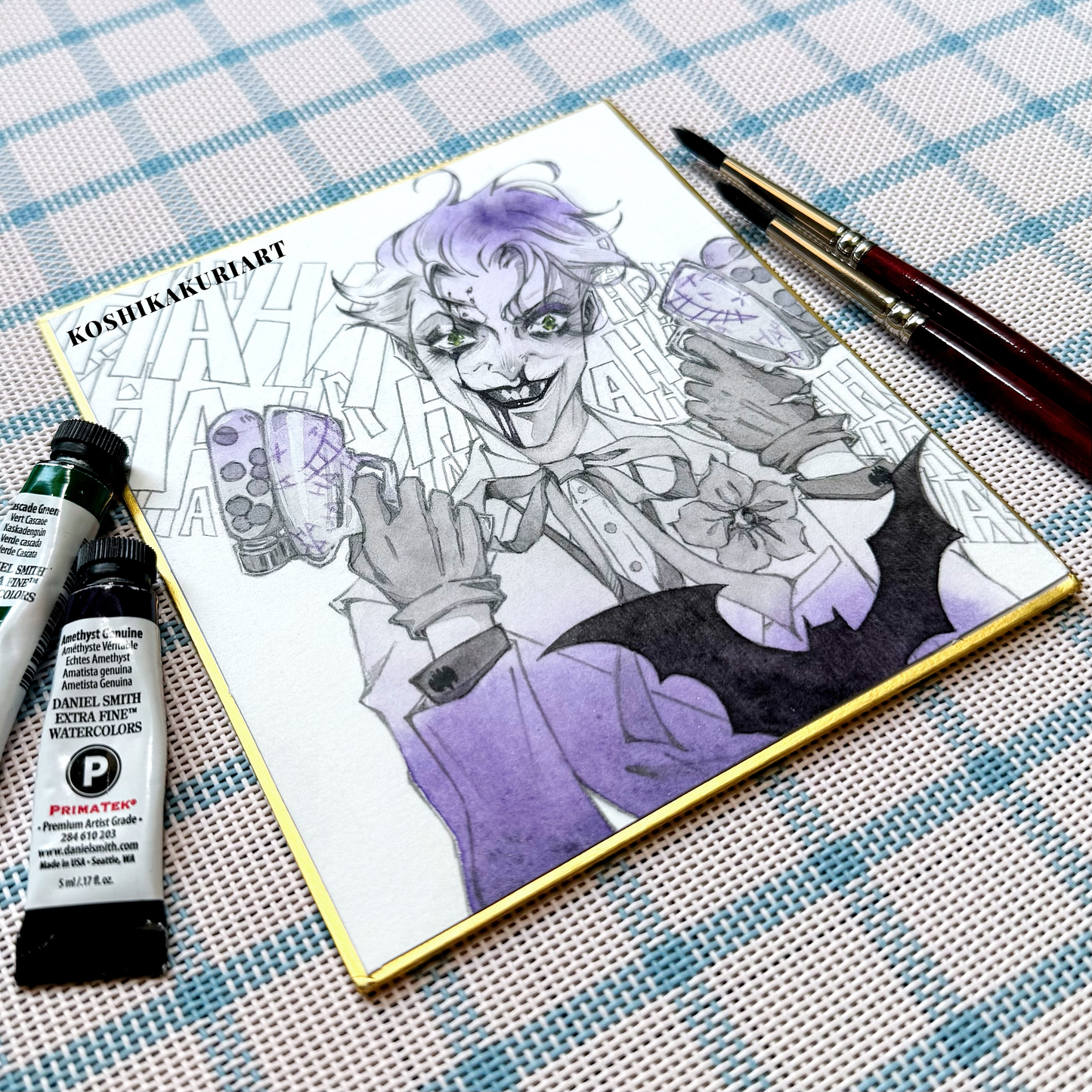 "Candy Gun" - Original Batjokes Illustration (One-of-a-Kind Hand-Painted Shikishi)