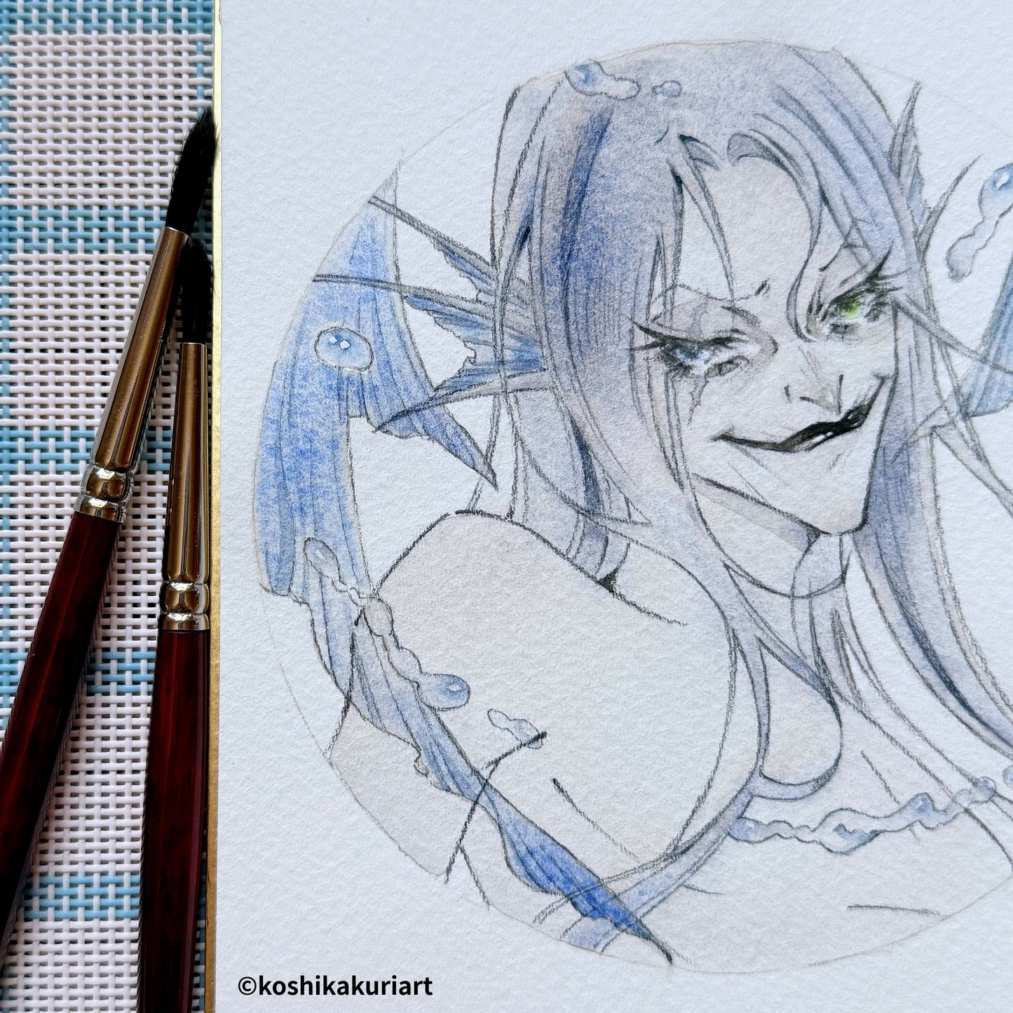 "Siren" - Original Batjokes Illustration (One-of-a-Kind Hand-Painted Shikishi)