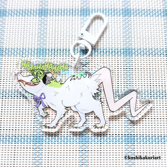 Opossum Joker Holographic Broken Glass Acrylic Keychain Clear