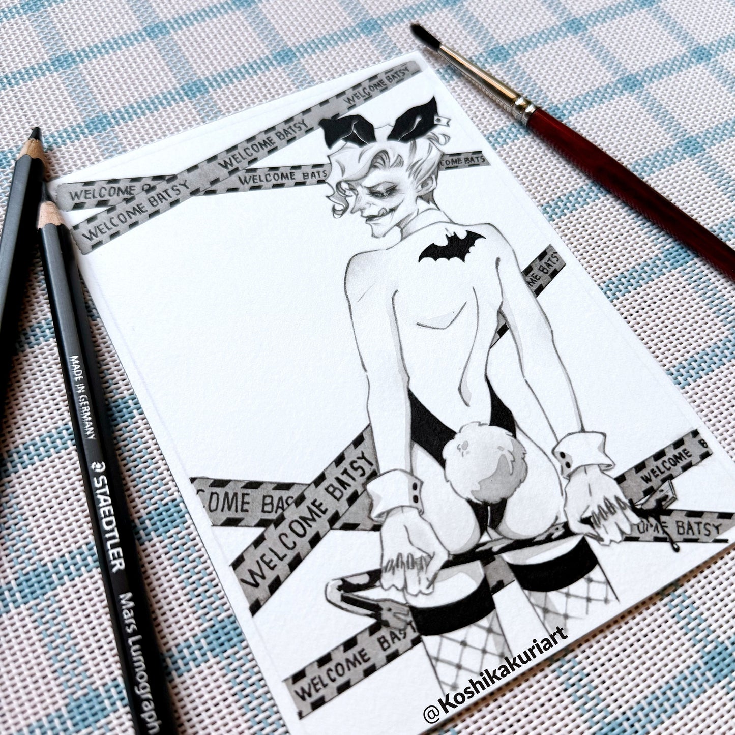 "Bunny Boy"-Original Batkokes Hand-Painted Postcard Set of 2-