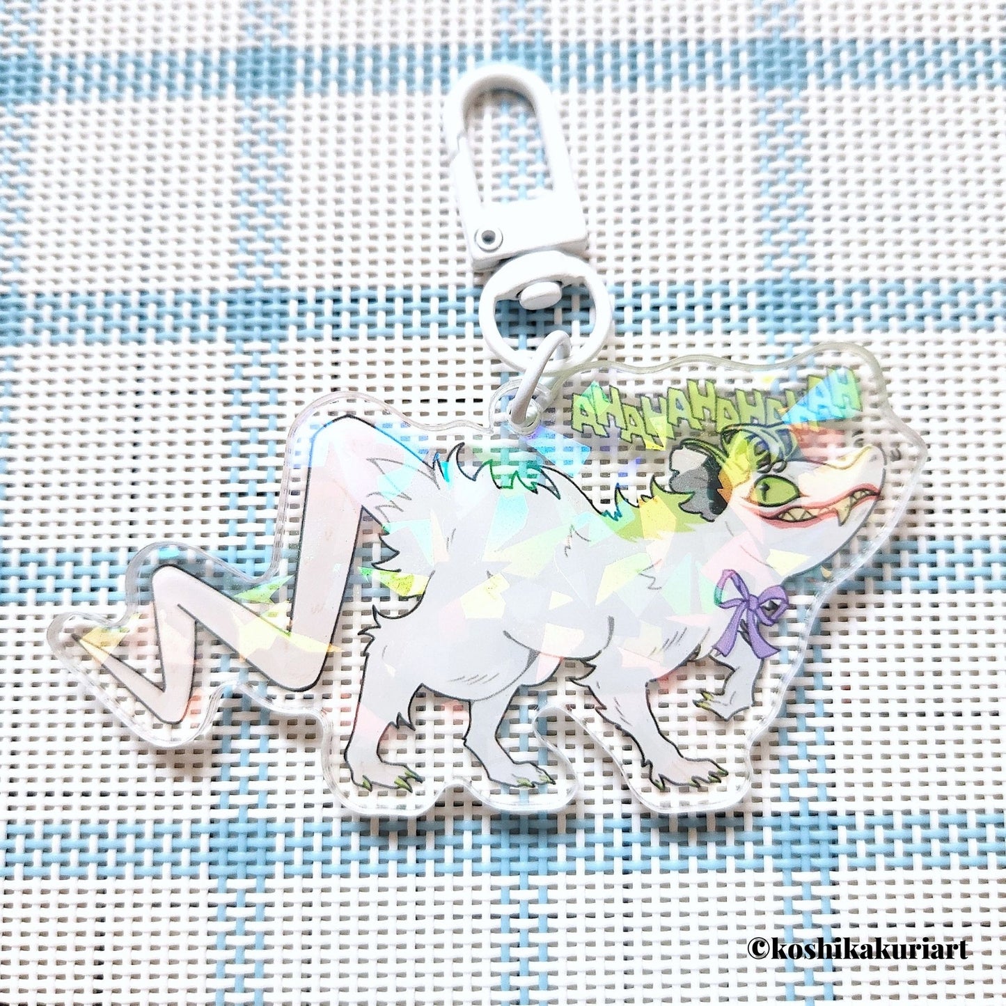 Opossum Joker Holographic Broken Glass Acrylic Keychain Clear