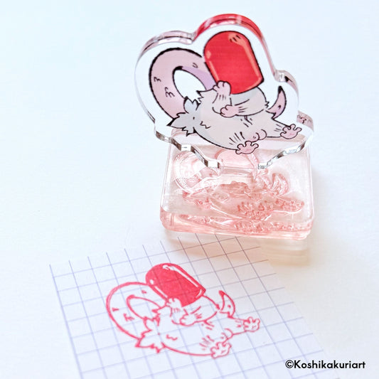 Opossum Joker Acrylic Stand Stamp-Red Hood|  VersaFine Clair Ink Pad Set