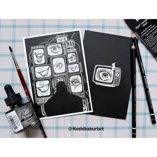 "Eyes on you, always."-Original Batkokes Hand-Painted Postcard Set of 2-